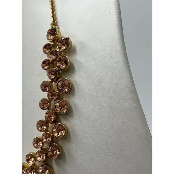 J. Crew‎ Peach Topaz Faceted Bezel Set Shimmering Rhinestone Collar Necklace - Picture 8 of 16